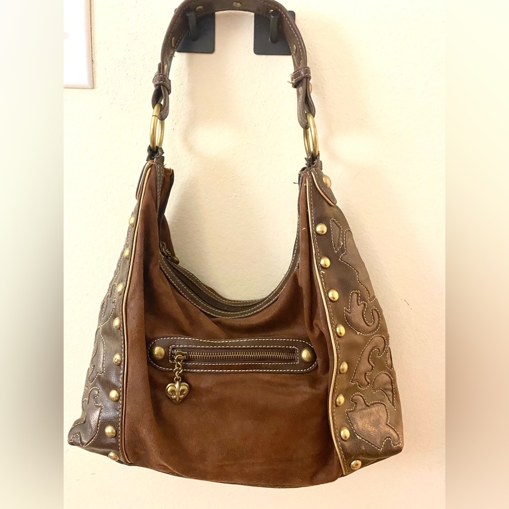 Kathy Van Zeeland Brown Suede Shoulder Bag